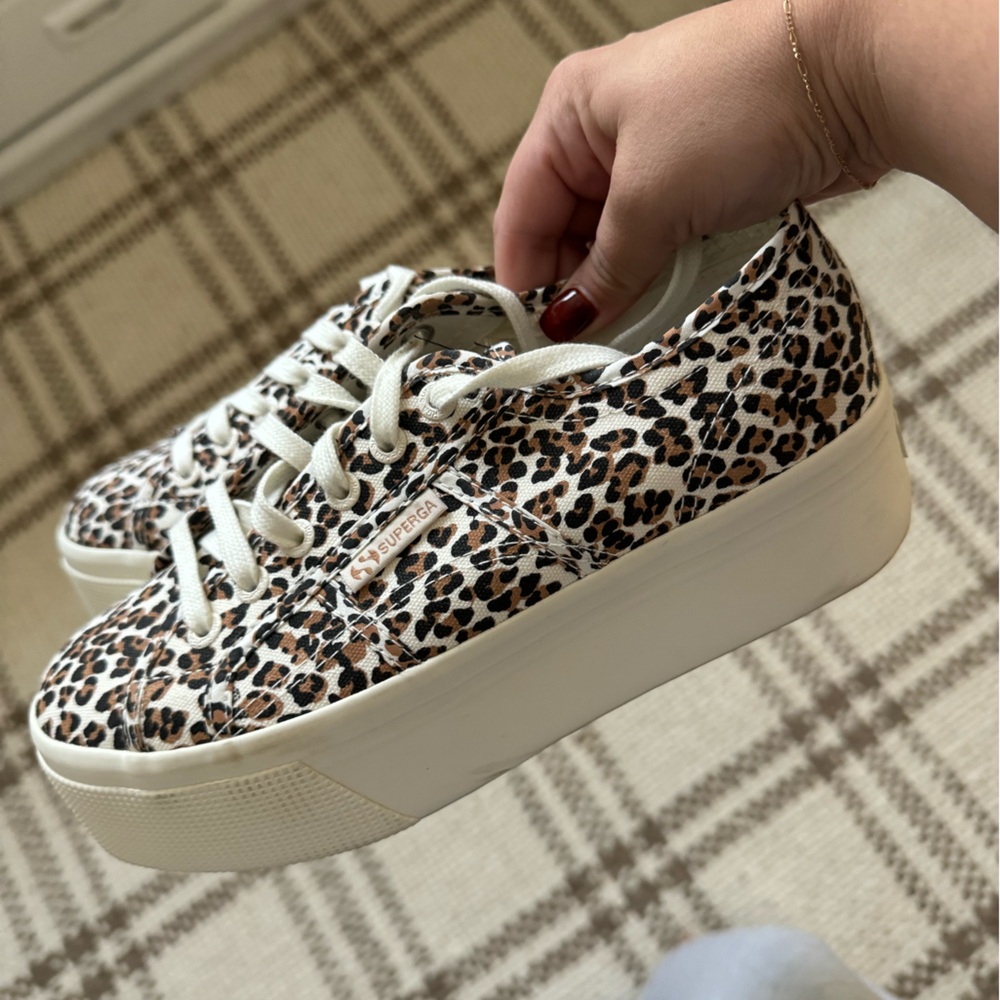 Superga Leopard Print Platform Sneakers